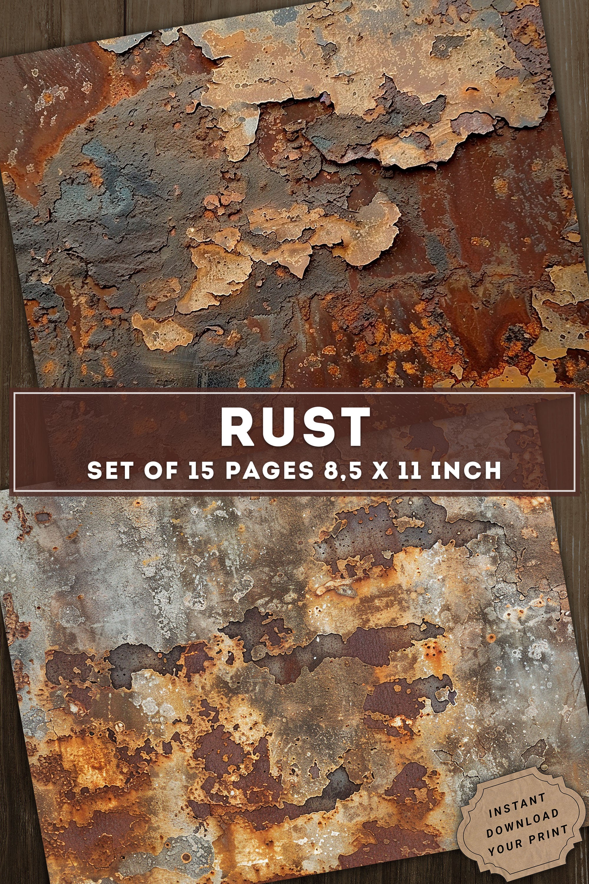 Rust Digital Paper, Texture Steampunk Paper, Junk Journal Kit, Digital ...