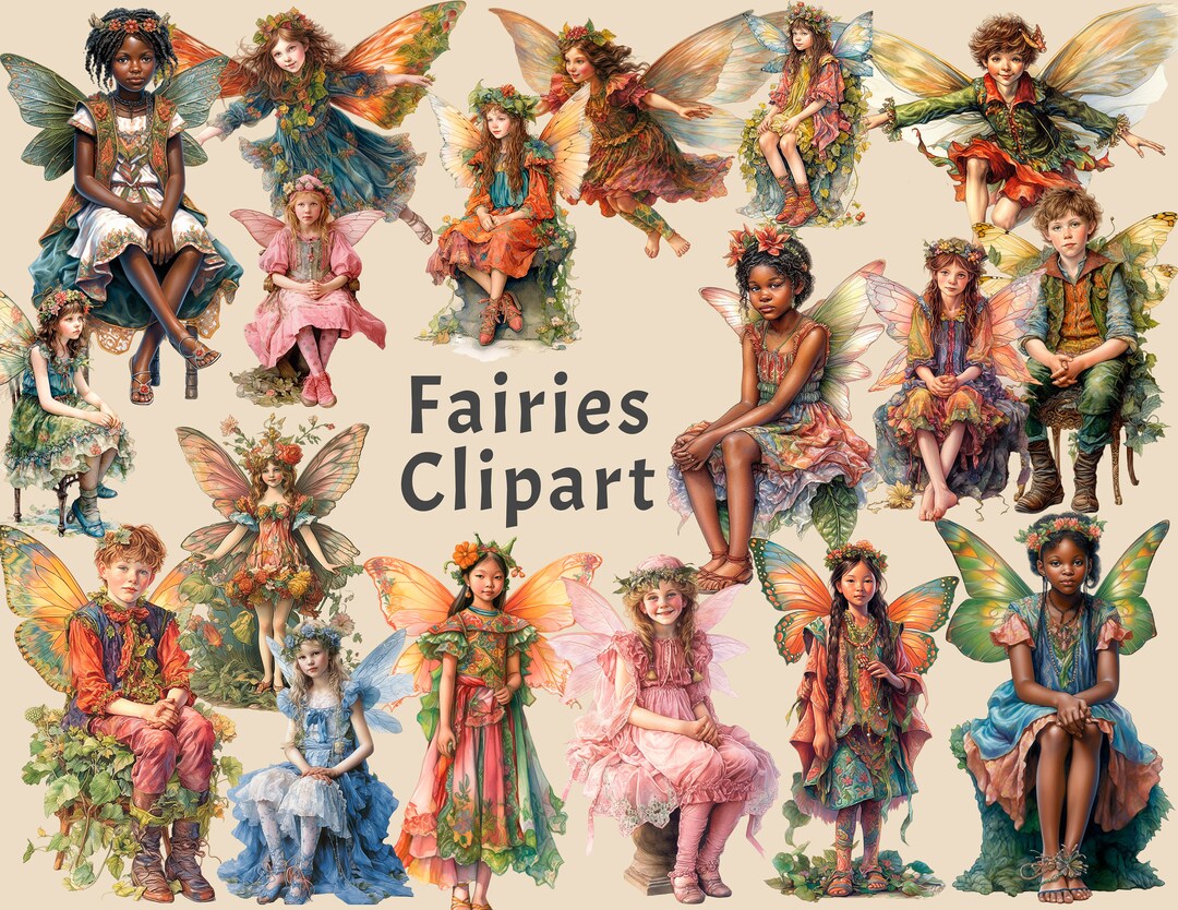 Junk Journal Fairy, 19 PNG Fairy Girls & Boys Bundle Clipart, Junk ...