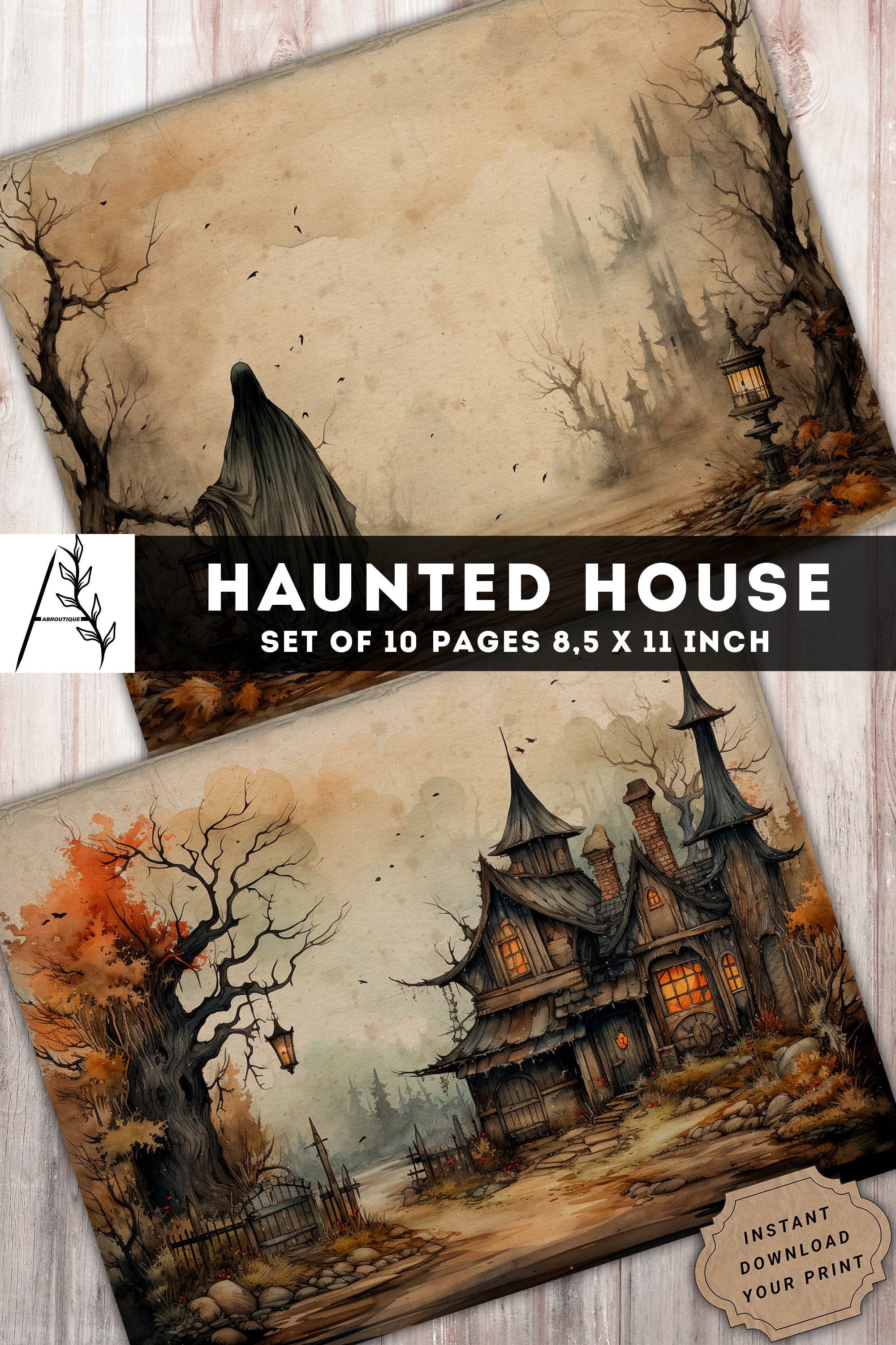 Haunted House Junk Journal Kit, Halloween Digital Paper, Junk Journal ...