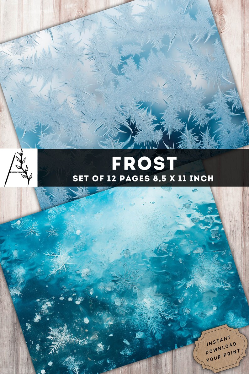 Frost Printable Paper, Hoarfrost Junk Journal Kit, Winter Digital Pages ...