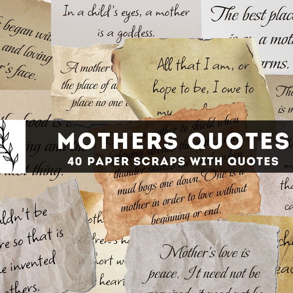 Mother Quotes Fussy Cut Paper Scraps, Junk Journal, Stickers, Pieces of Paper, Embellishment, Letter, Printable Digital Download