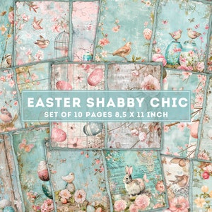 Easter Shabby Chic Junk Journal, Vintage Paaspagina's, Paashaas, Paaseieren, Illustraties, Digitaal Papier, Efemere, Instant Download