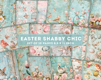 Easter Shabby Chic Junk Journal, Vintage Easter Pages, Easter Bunny, Easter Eggs, Illustrations, Digital Paper, Ephemera, Instant Download