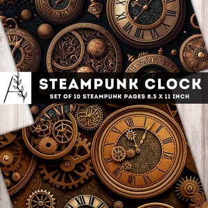 Steampunk Clock Paper Pack: Vintage Collage Sheets (digital Download ...