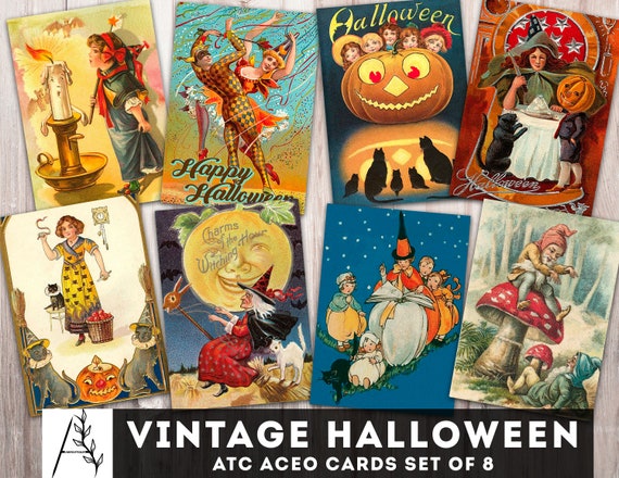 Vintage Halloween Journaling Cards / Printable Digital 