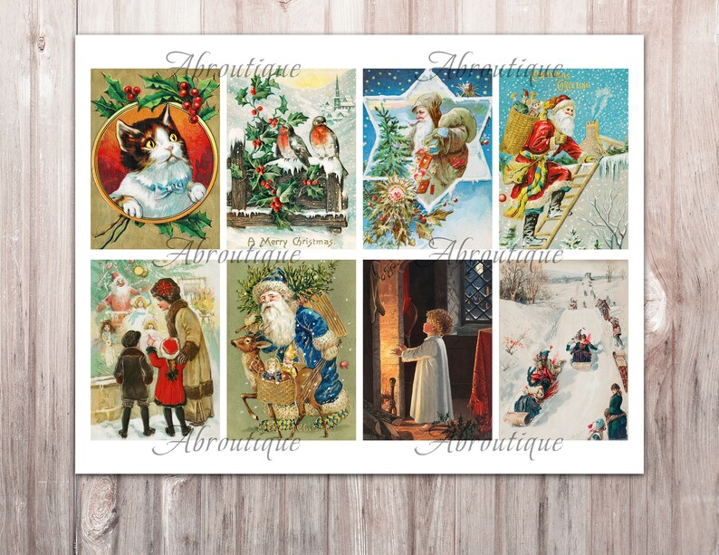 Vintage Christmas Cards Printable ATC ACEO Cards 2.5 X 3.5 - Etsy