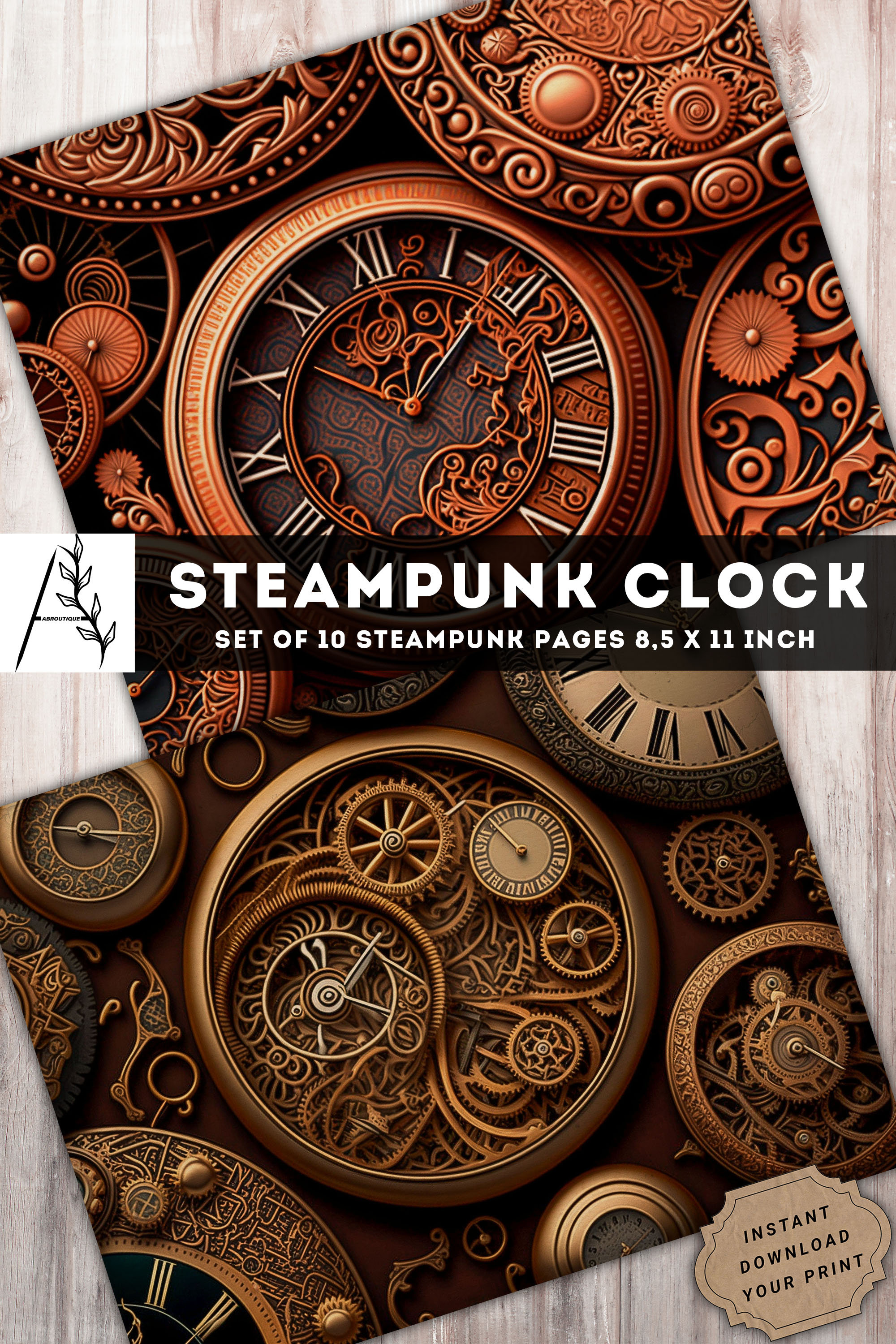 Steampunk Clock Paper Pack: Vintage Collage Sheets (digital Download ...