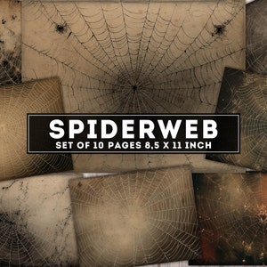 Spiderweb Halloween Junk Journal Kit, 10 JPG + PDF Halloween digital paper, Junk journal supplies, Collage Sheet, Printable Pages, Download