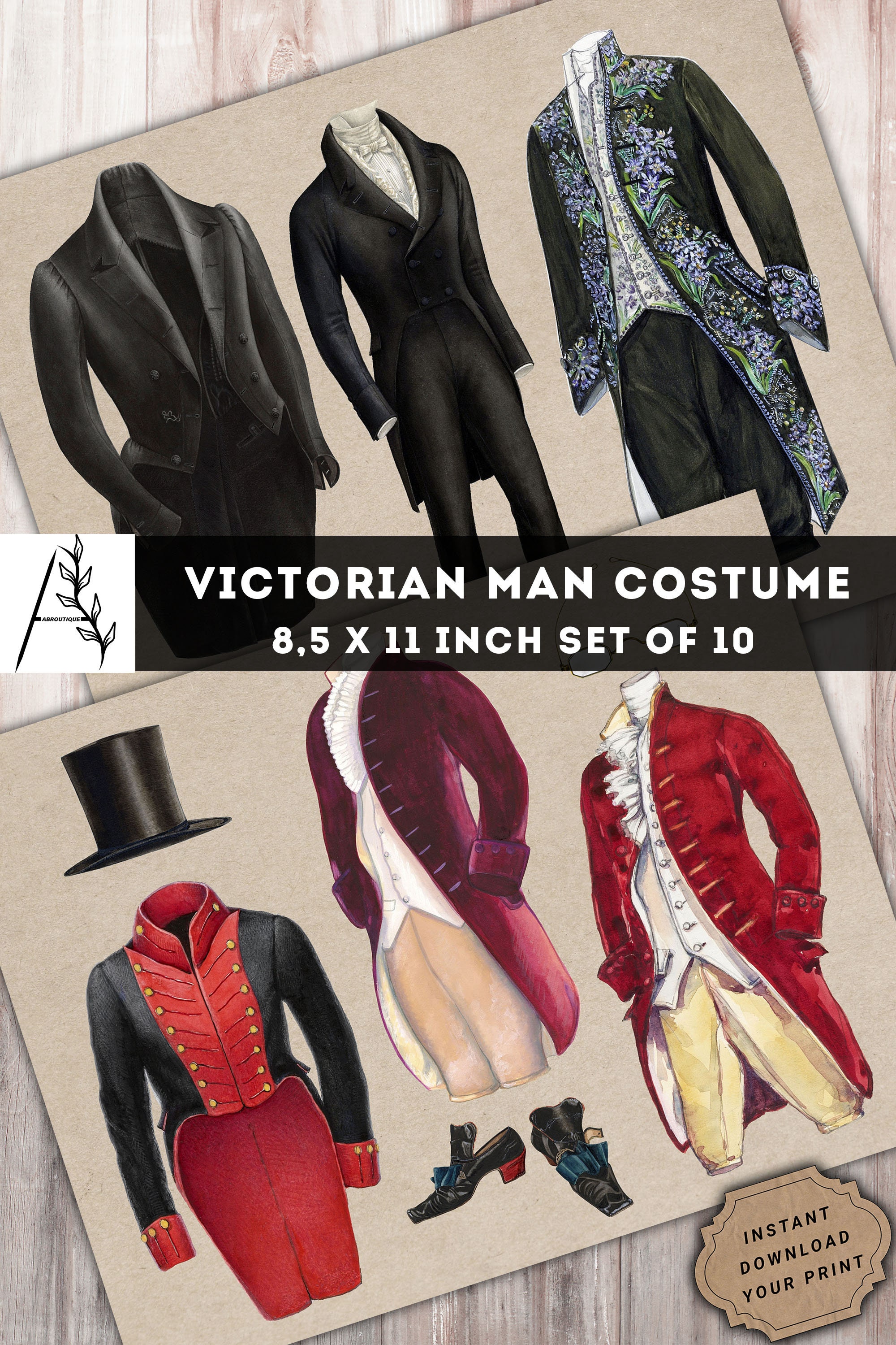 Victorian Man Costume Junk Journal Sticker Antique Man Suit Etsy