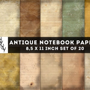 Junk Journal Squared and Lined Paper Kit di album di carta antica, forniture per diari, carta per diario spazzatura, foglio di collage, carta vintage