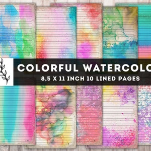 Helles Aquarellpapier, liniertes Junk Journal, helles Schreibpapier, leere linierte Blätter, Sofort download