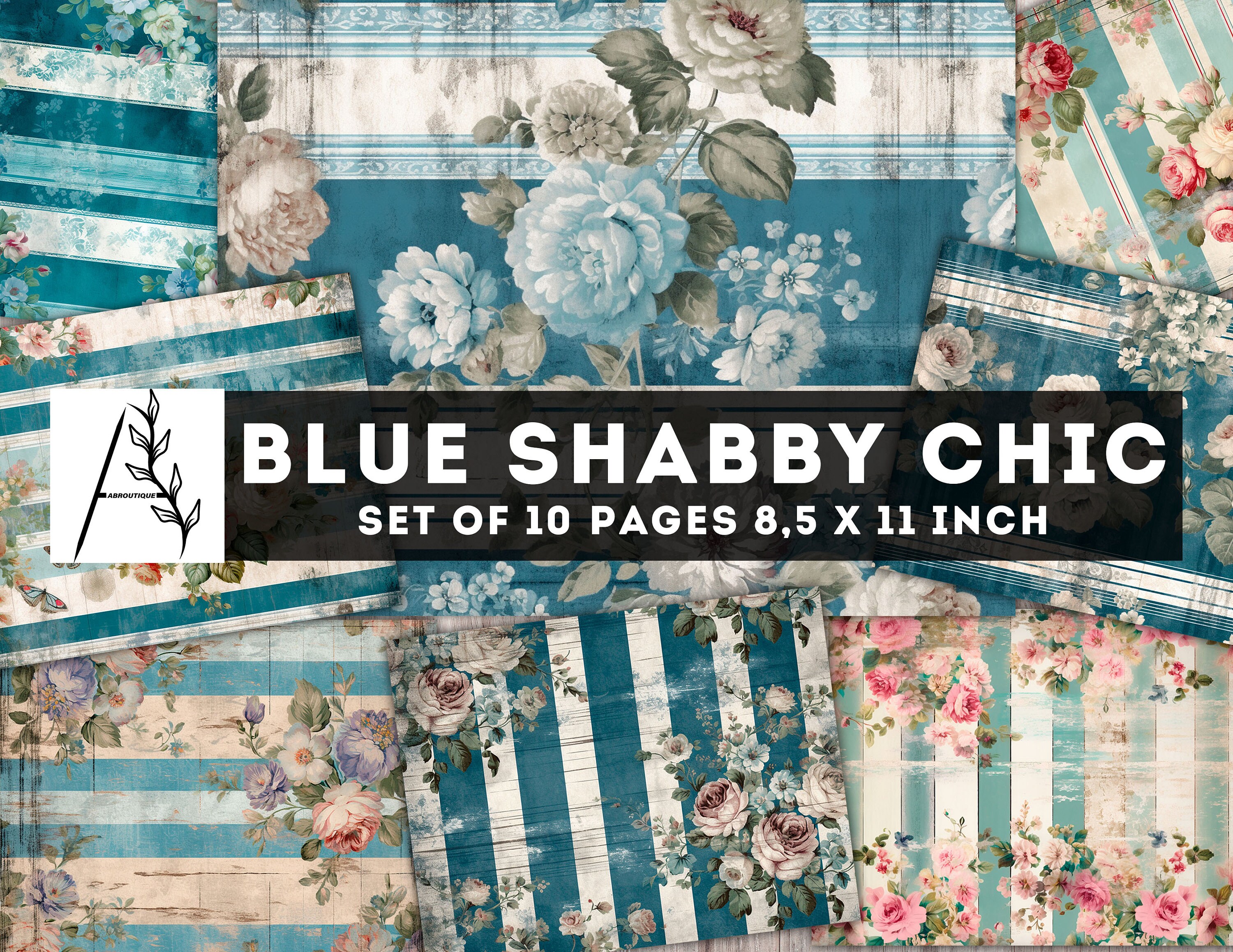 Shabby Chic Junk Journal Kit Blue Shabby Chic Paper 10 JPG - Etsy