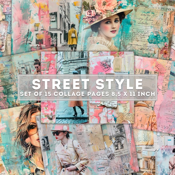 Street Style Collage Paper, Fashion Collage, Stylish Graphics, Junk Journal, Urban Chic Modern Artwork, Printable Pages, Digital Download