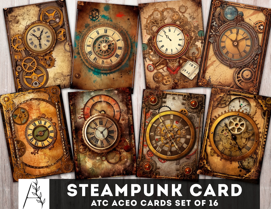Steampunk Cards Printable ATC Aceo Cards 2.5” X 3.5” Junk Journal ...