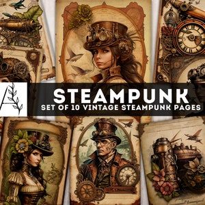 Amazing Steampunk Paper, Steampunk Printables, Junk Journal kit, Steampunk Ephemera, Digital Pages Collage Sheet, Instant Download