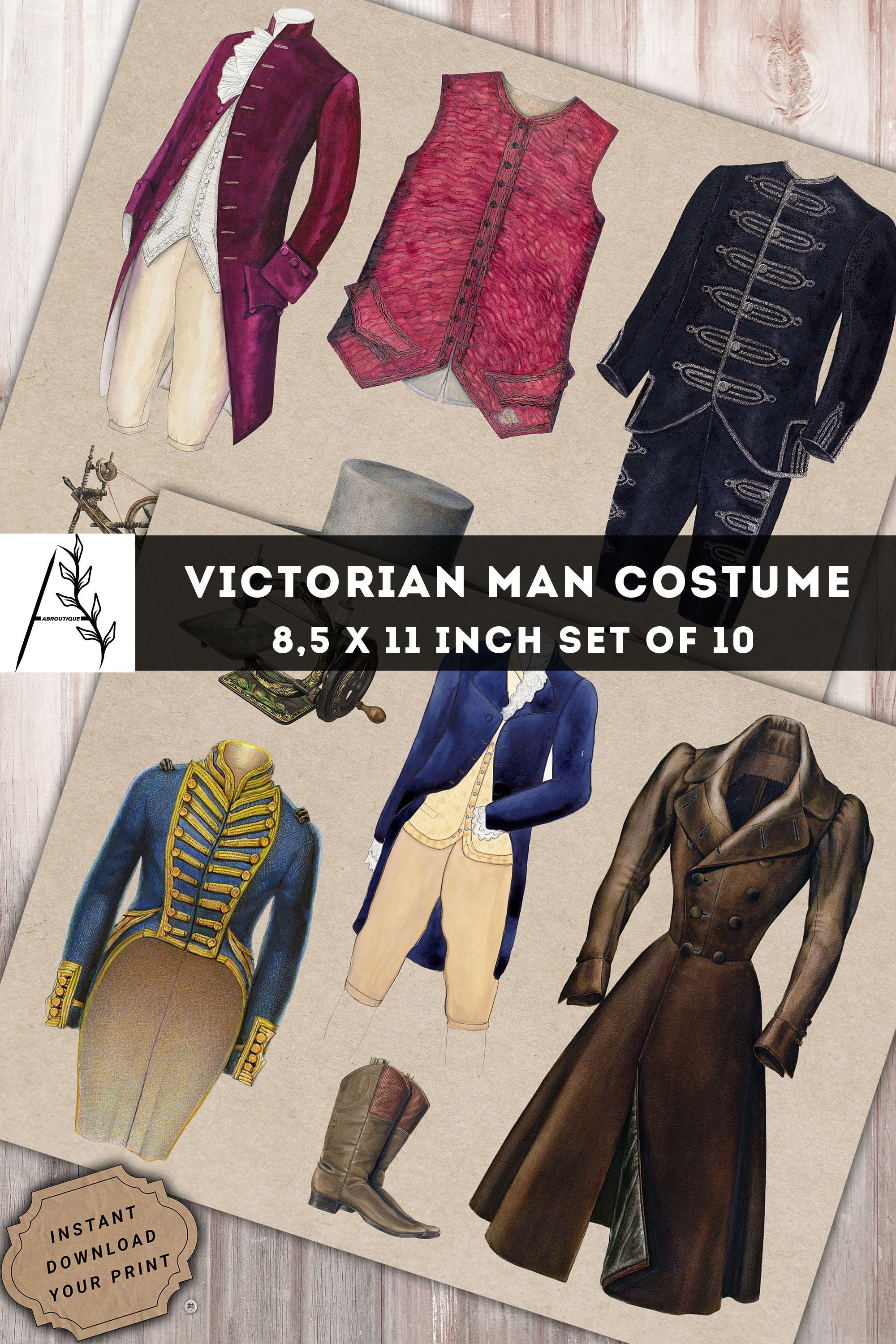 Victorian Man Costume Junk Journal Sticker Antique Man Suit Etsy