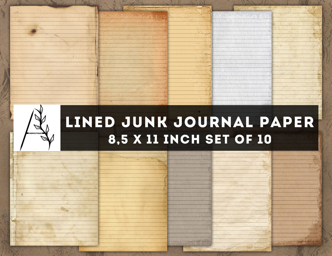 Lined Junk Journal, Lined Digital Paper, Lined Scrapbook Paper