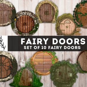 Fairy Wood Doors, Round doors, Junk Journal printable, Digital embellishment, Magical Fairyland, Door Print, Fussy Cut Ephemera PNG JPG PDF