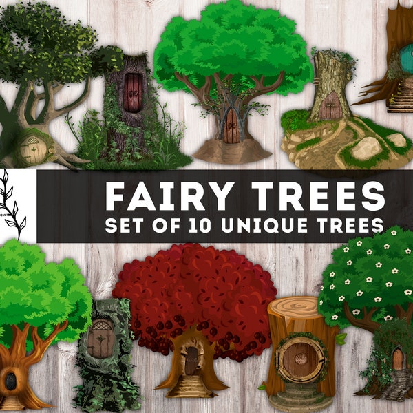 Fairy doors Junk Journal, Fairy Tree Junk Journal, Fable Door in Tree, Fussy Cut, Cricut, Digital embellishment, Ephemera Trees PNG JPG PDF