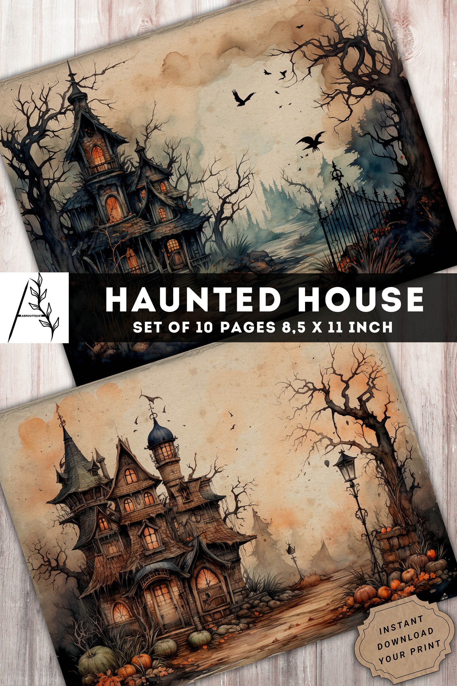 Haunted House Junk Journal Kit, Halloween Digital Paper, Junk Journal ...
