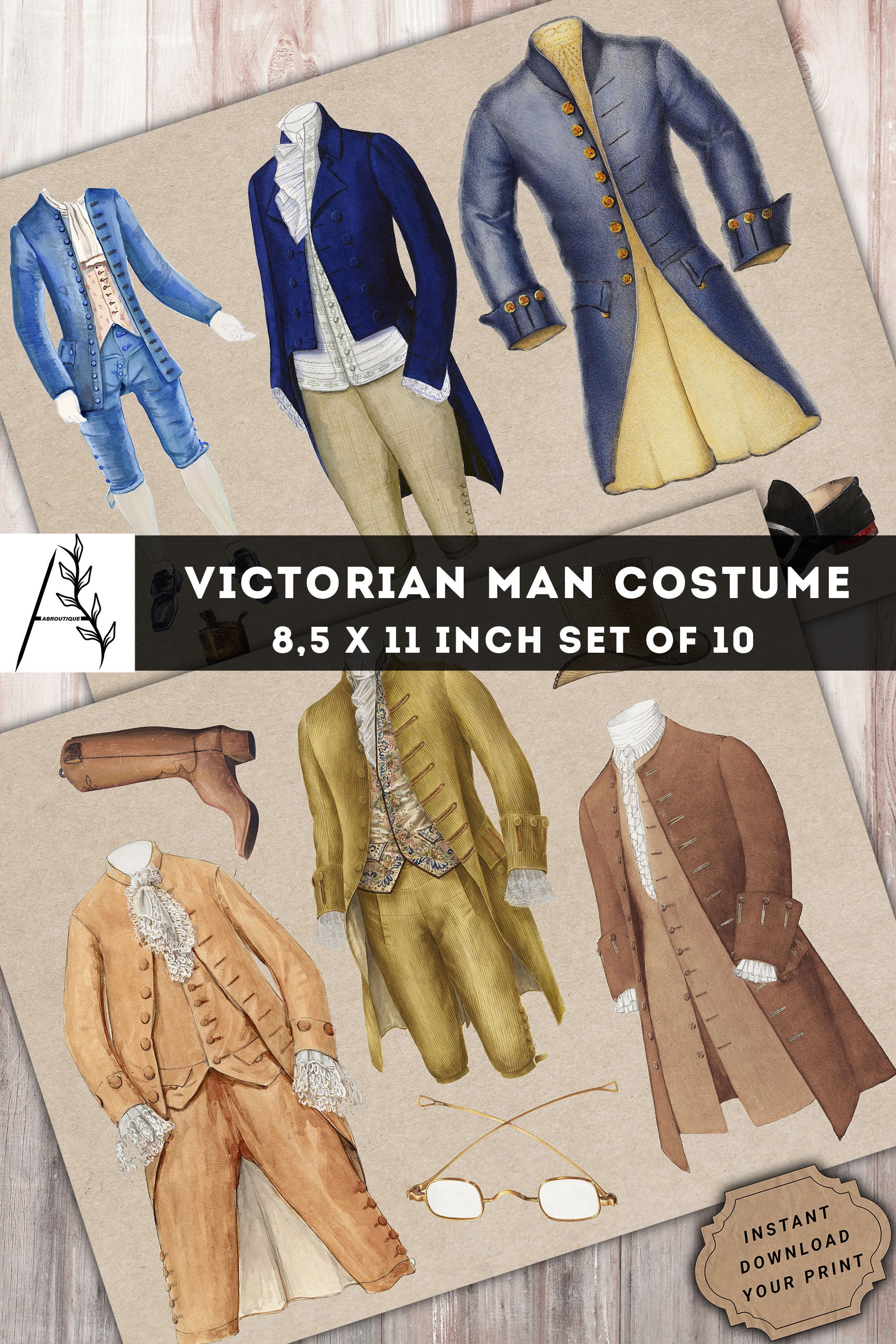 Victorian Man Costume Junk Journal Sticker Antique Man Suit Etsy