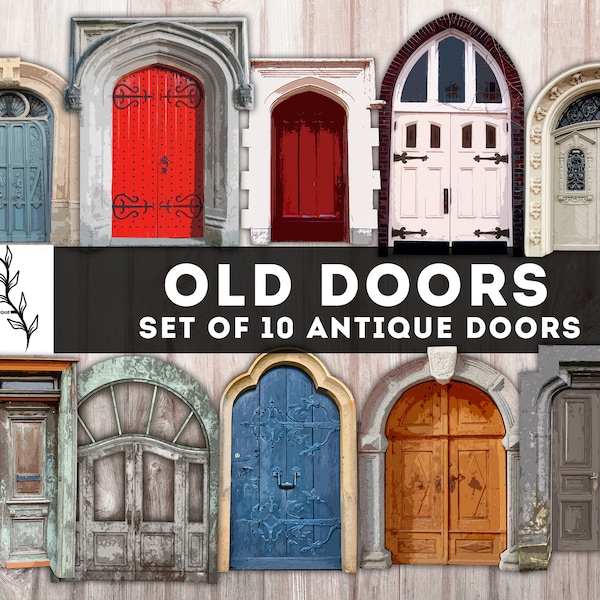 Old Doors, Scrapbooking ephemera printable, Digital scrapbooking embellishments, junk journal supplies, stickers, Download PNG JPG PDF