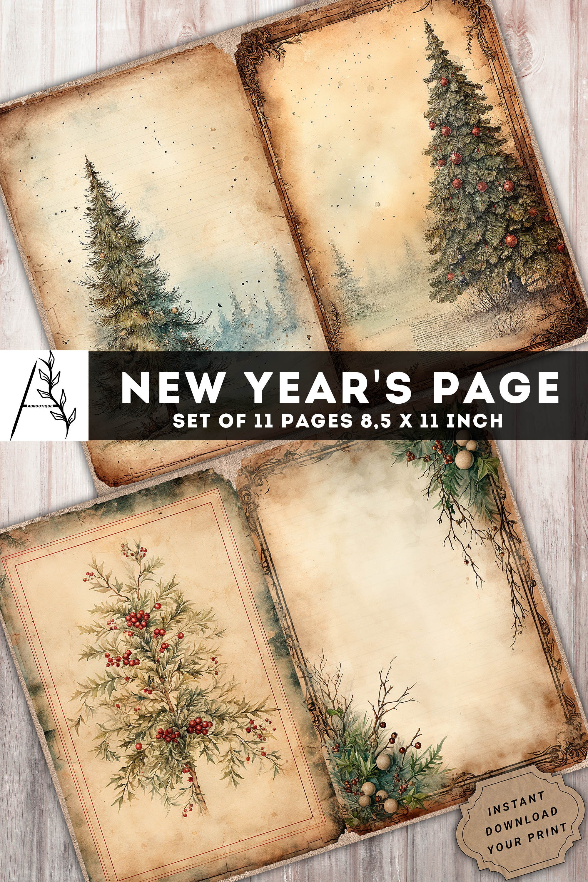 新年ジャンクジャーナルキット：ヴィンテージクリスマスペーパー