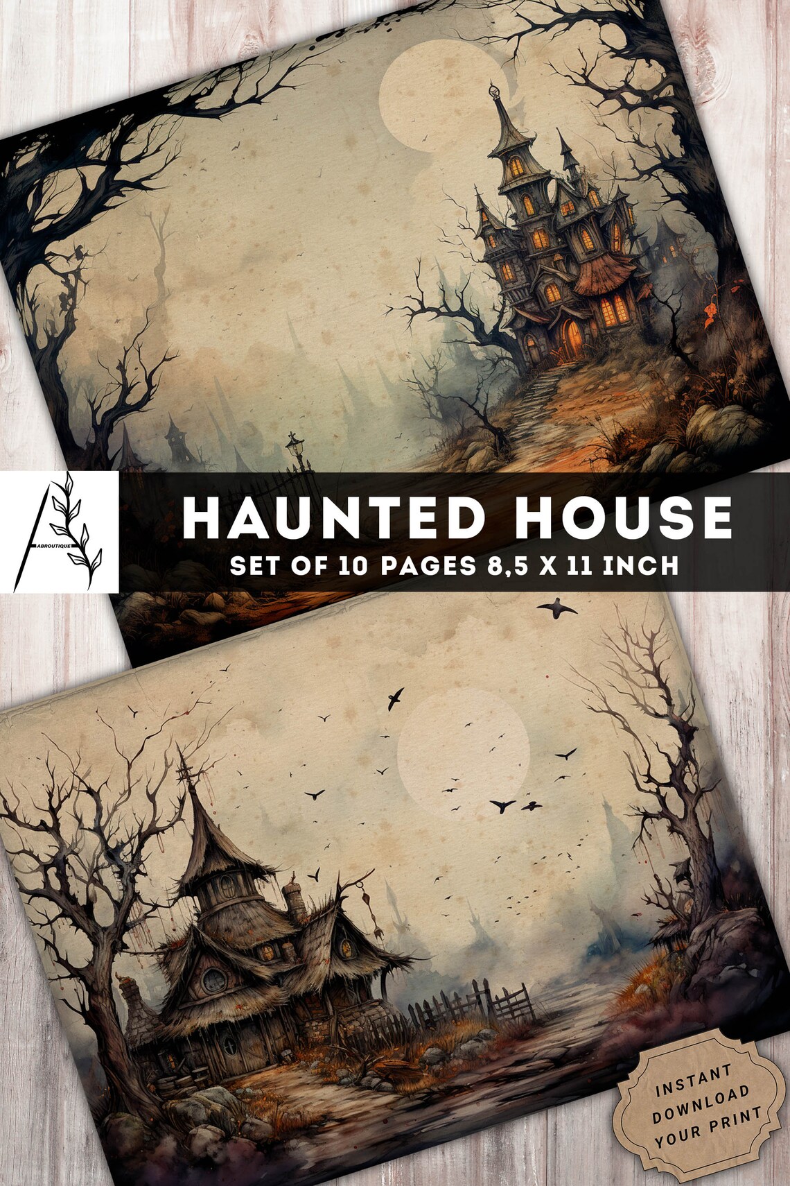 Haunted House Junk Journal Kit, Halloween Digital Paper, Junk Journal ...