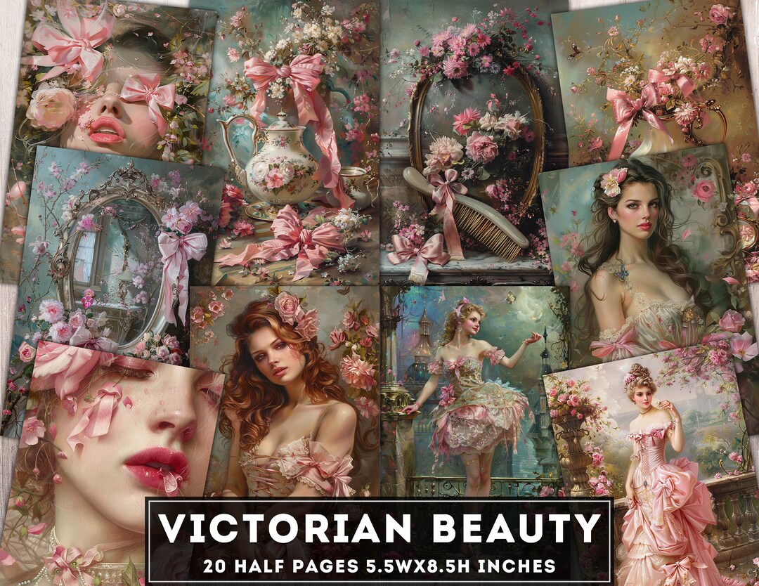 Victorian Beauty Junk Journal Kit, Victorian Lady Half Pages, Vintage ...