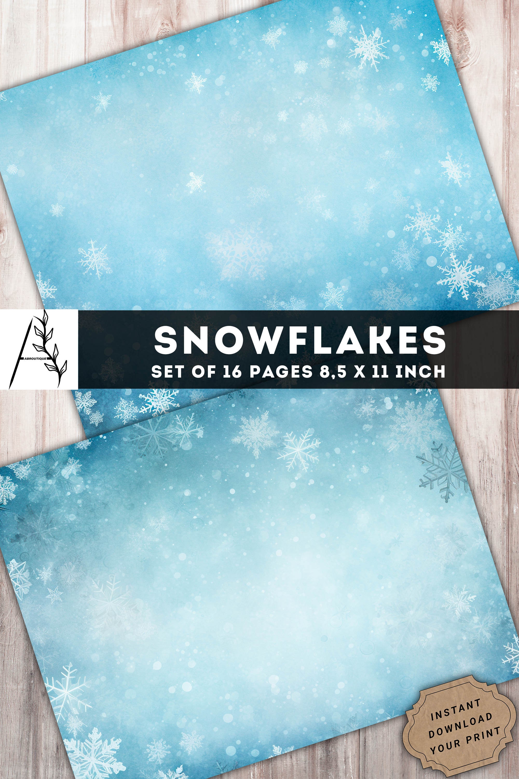 Snowflakes Printable Paper: Winter Junk Journal Kit (digital Download ...