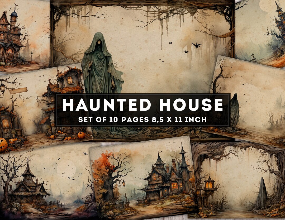 Haunted House Junk Journal Kit, Halloween Digital Paper, Junk Journal ...