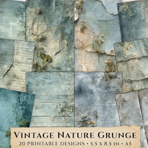 Vintage Junk Journal Seiten, Vintage Natur Hintergründe zum ausdrucken, Briefpapier, Scrapbooking Zubehör