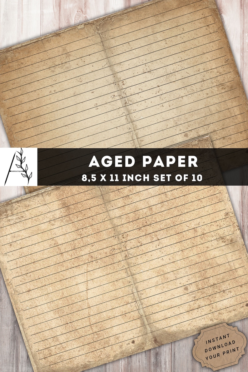 Aged Lined Paper, Old Notebook Pages, Lined Vintage Paper Pack, Prime ...