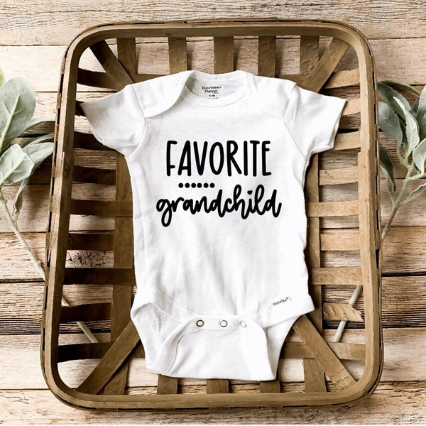 Favorite Grandchild Baby Onesie/ Favorite GrandBaby/ Funny Baby Onesie/ Newborn Gift/ Grandma's Baby/ Baby Shower Gift/ Grandpas Baby