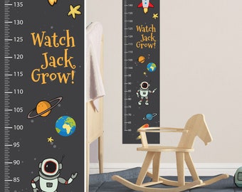 Astronaut Kids Growth Chart, Space Wall Decal, Personalized Canvas Height Chart