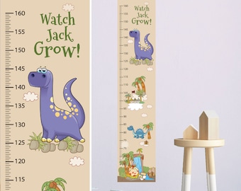 Dinosaur Growth Chart Wall Decal, Kids Canvas Height Chart, Custom Nursery Decor