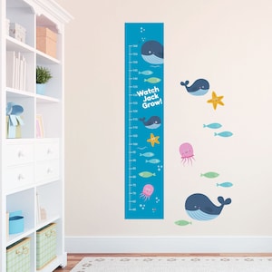 Under the Sea Growth Chart Wall Decal, Kids Room Growth Chart Wall Sticker, Height Chart Wall Decal, Personalise with Name and Birthday