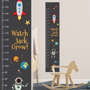 Astronaut Kids Growth Chart, Space Wall Decal, Personalized Canvas Height Chart