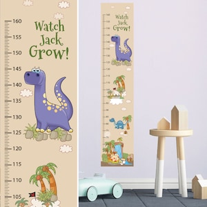 Dinosaur Growth Chart Wall Decal, Kids Room Growth Chart Wall Sticker, Height Chart Wall Decal, Custom made