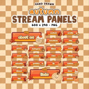 22 streampaneler med söta höstkaraktärer | Twitch | Spel | Bara chatta | Pumpa | Kaffe | Höst | Löv | Böcker | Varmt och mysigt