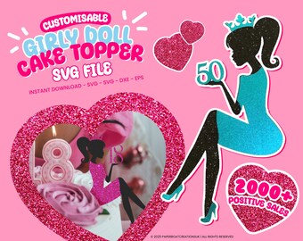 Lot de 10 décorations de gâteau en forme de silhouette de fille assise rouge et noire avec glamour pour femme 10e anniversaire