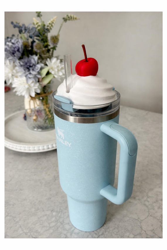 Cherry Stanley Topper | Cute Whipped Cream Straw Topper | Stanley Cup Accessory | 3D Printed Tumbler Topper Gift