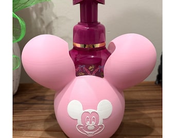 Pink Balloon Mouse Soap Holder | Mouse Ear Balloon Bathroom Decor | Cute Kids Bathroom Accessory | 3D Printed Soap Dispenser Holder