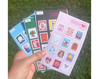 Disney-Inspired Stamp Sticker Sheets – Cute Fan Art Stickers for Planners, Scrapbooks & Journaling