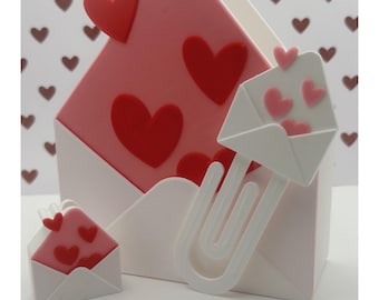 Love Letter Bundle | Pen Holder | Pink White Desk Organizer | 3D Printed Pencil Cup | Cute Office Decor | Valentine Gift