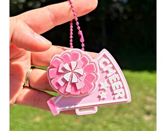 Cheer Megaphone Clicker Fidget Keychain | 3D Printed Cheerleader Bag Tag | Sensory Fidget Charm | Cheer Gift