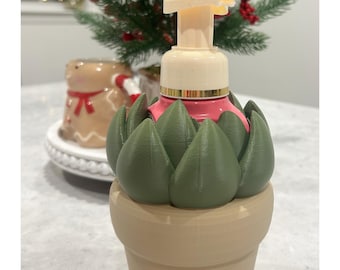 Succulent Soap Dispenser Holder | Cute Kitchen or Bathroom Decor | 3D Printed Plant Soap Pump Cover | Housewarming Gift