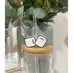 Ice Cube Straw Topper | Iced Coffee Drink Charm | Tumbler Accessory | Kawaii Aesthetic | Cute Stanley Cup Topper for Coffee Lover
