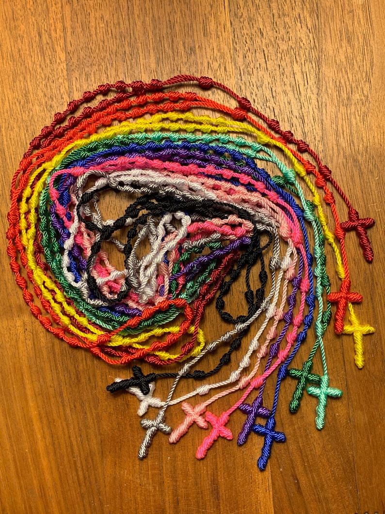 Small Hand Knotted Rosary Size 18 Knotted Rosary Cord Etsy