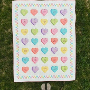 Patrón PDF de colcha Candy Heart para descargar al instante Colcha del día de San Valentín